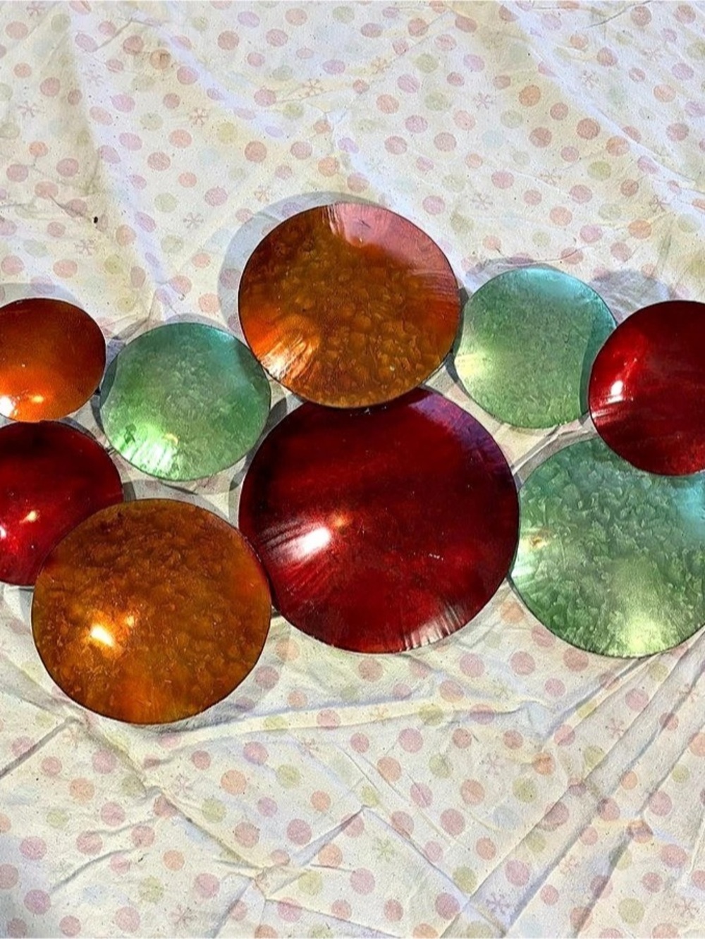 Colorful Glass Wall Decor in Red & Green